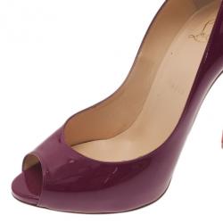 Pre Owned Christian Louboutin Burgundy Patent You You Peep Toe Pumps Size 40