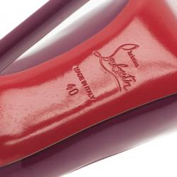 Pre Owned Christian Louboutin Burgundy Patent You You Peep Toe Pumps Size 40