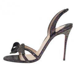 مملوكة مسبقًا Christian Louboutin Black Grusanda Glitter Bow Sandals Size 40
