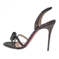 مملوكة مسبقًا Christian Louboutin Black Grusanda Glitter Bow Sandals Size 40