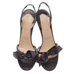 مملوكة مسبقًا Christian Louboutin Black Grusanda Glitter Bow Sandals Size 40