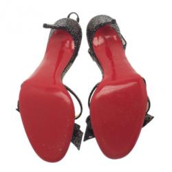 مملوكة مسبقًا Christian Louboutin Black Grusanda Glitter Bow Sandals Size 40