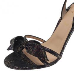 مملوكة مسبقًا Christian Louboutin Black Grusanda Glitter Bow Sandals Size 40