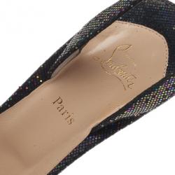 مملوكة مسبقًا Christian Louboutin Black Grusanda Glitter Bow Sandals Size 40