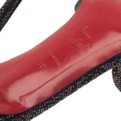 مملوكة مسبقًا Christian Louboutin Black Grusanda Glitter Bow Sandals Size 40