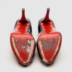 مملوكة مسبقًا Christian Louboutin Black Patent Very Prive 120 Peep Toe Platform Pumps Size 38