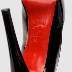 مملوكة مسبقًا Christian Louboutin Black Patent Very Prive 120 Peep Toe Platform Pumps Size 38