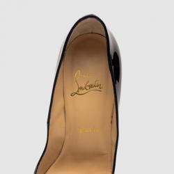 مملوكة مسبقًا Christian Louboutin Black Patent Very Prive 120 Peep Toe Platform Pumps Size 38
