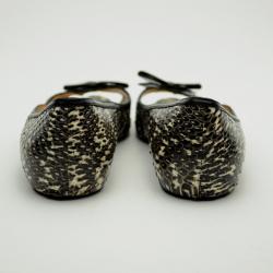 Pre Owned Christian Louboutin Python Embossed 'Milady' Open Toe Ballet Flats Size 37