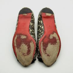 Pre Owned Christian Louboutin Python Embossed 'Milady' Open Toe Ballet Flats Size 37