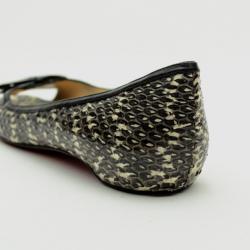 Pre Owned Christian Louboutin Python Embossed 'Milady' Open Toe Ballet Flats Size 37