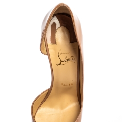 Pre Owned Christian Louboutin Beige Patent Leather Iriza D' Orsay Pointed Toe Pumps Size 40