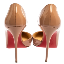 Pre Owned Christian Louboutin Beige Patent Leather Iriza D' Orsay Pointed Toe Pumps Size 40