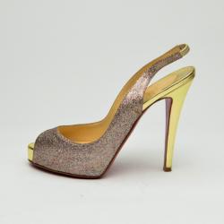 Pre Owned Christian Louboutin 'N°Prive' 120mm Peep Toe Platform Sling Back Sandals Size 36
