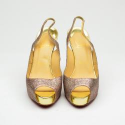 Pre Owned Christian Louboutin 'N°Prive' 120mm Peep Toe Platform Sling Back Sandals Size 36