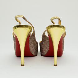 Pre Owned Christian Louboutin 'N°Prive' 120mm Peep Toe Platform Sling Back Sandals Size 36