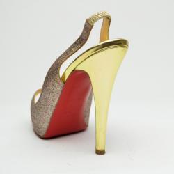 Pre Owned Christian Louboutin 'N°Prive' 120mm Peep Toe Platform Sling Back Sandals Size 36