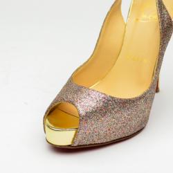 Pre Owned Christian Louboutin 'N°Prive' 120mm Peep Toe Platform Sling Back Sandals Size 36