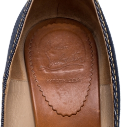Pre Owned Christian Louboutin Blue Denim Pepi Espadrille Wedge Pumps Size 38