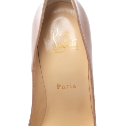 Pre Owned Christian Louboutin Beige Patent Leather So Kate Pumps Size 37