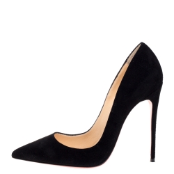Pre Owned Christian Louboutin Black Suede So Kate Pointed Toe Pumps Size 36.5