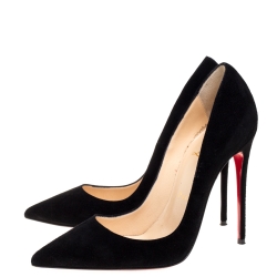 Pre Owned Christian Louboutin Black Suede So Kate Pointed Toe Pumps Size 36.5
