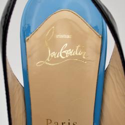 Pre Owned Christian Louboutin Lady Peep Sling Colorblock Platform Pumps Size 39