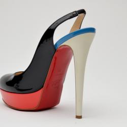 Pre Owned Christian Louboutin Lady Peep Sling Colorblock Platform Pumps Size 39