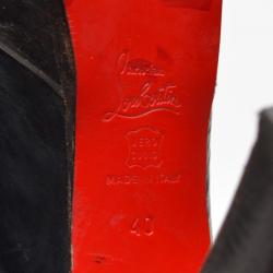 Pre Owned Christian Louboutin Black Leather Peep Toe Crossover Pumps Size 40
