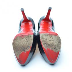 مملوكة مسبقًا Christian Louboutin Black Patent 'Lady Peep' Platform Pumps Size 37