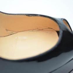 مملوكة مسبقًا Christian Louboutin Black Patent 'Lady Peep' Platform Pumps Size 37