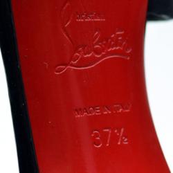 مملوكة مسبقًا Christian Louboutin Black Spiked Platform T-Strap Sandals Size 37.5