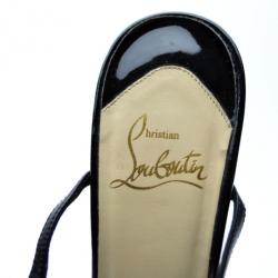 مملوكة مسبقًا Christian Louboutin Black Spiked Platform T-Strap Sandals Size 37.5