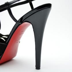 مملوكة مسبقًا Christian Louboutin Black Spiked Platform T-Strap Sandals Size 37.5