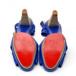 مملوكة مسب قًا Christian Louboutin Blue Leather Talitha 130 Sandals Size 39