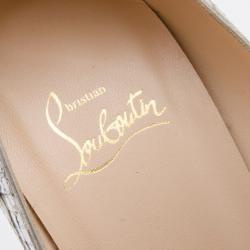 Pre Owned Christian Louboutin Watersnake Troca Peep Toe Pumps Size 38.5 