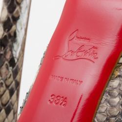 Pre Owned Christian Louboutin Watersnake Troca Peep Toe Pumps Size 38.5 