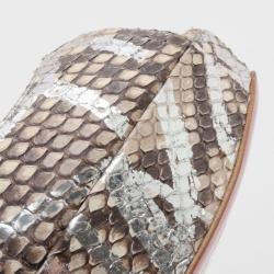 Pre Owned Christian Louboutin Watersnake Troca Peep Toe Pumps Size 38.5 