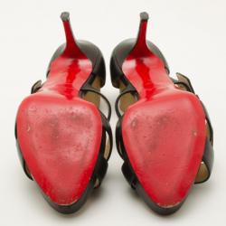 Pre Owned Christian Louboutin Black Leather Sandals Size 37.5 