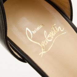 Pre Owned Christian Louboutin Black Leather Sandals Size 37.5 