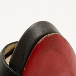Pre Owned Christian Louboutin Black Leather Sandals Size 37.5 