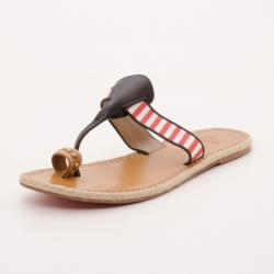 Pre Owned Christian Louboutin Striped Hola Nina Flat Sandals Size 40