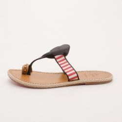 Pre Owned Christian Louboutin Striped Hola Nina Flat Sandals Size 40