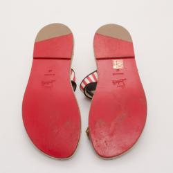 Pre Owned Christian Louboutin Striped Hola Nina Flat Sandals Size 40
