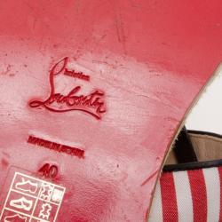 Pre Owned Christian Louboutin Striped Hola Nina Flat Sandals Size 40