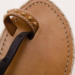 Pre Owned Christian Louboutin Striped Hola Nina Flat Sandals Size 40