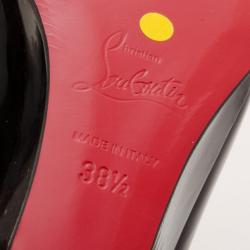 Pre Owned Christian Louboutin Black Patent Peep Toe Wedges Size 38.5