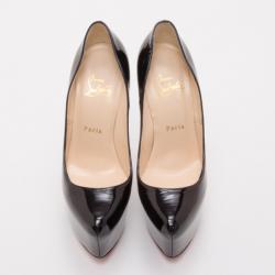 Pre Owned Christian Louboutin Black Patent Daffodile 160mm Pumps Size 37