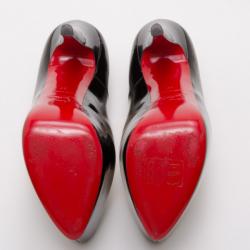Pre Owned Christian Louboutin Black Patent Daffodile 160mm Pumps Size 37