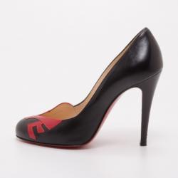 Pre Owned Christian Louboutin Black and Red Love Pumps Size 36.5